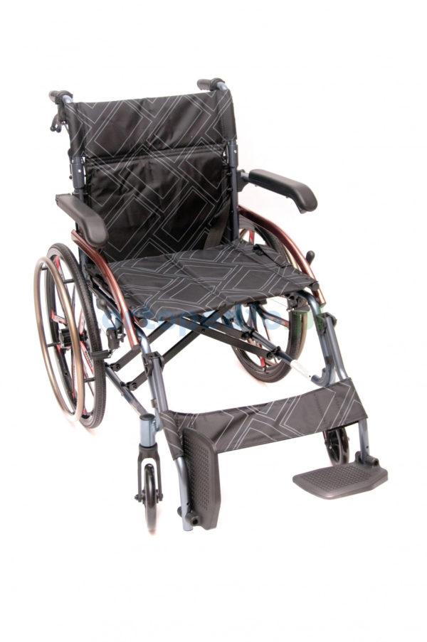 Wózek inwalidzki aluminiowy, składany i ultralekki, szerokość 46cm, kolor miedziany