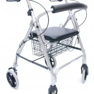 Chodzik czterokołowy, podpórka z hamulcami, siedziskiem i koszykiem, Wheelie Eco - BME 882